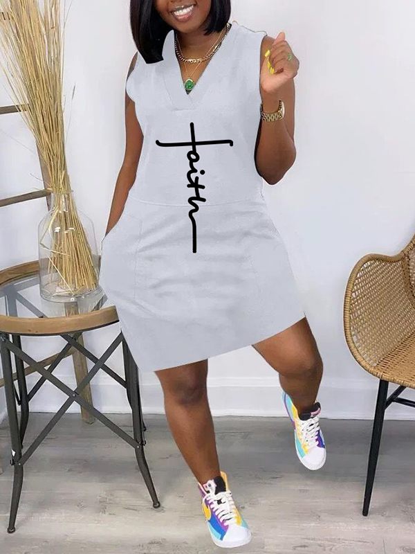 Gorgeousladie Logo V-Neck Sleeveless Dress