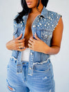 Gorgeousladie Studded Denim Vest