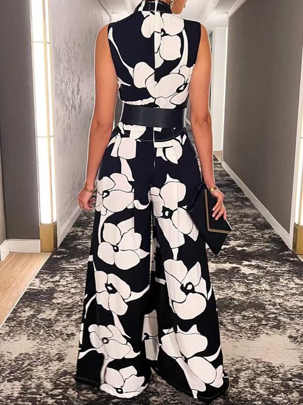 Gorgeousladie Floral Sleeveless Wide-Leg Jumpsuit
