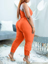Gorgeousladie Solid Tank Top & Lace-Up Pants Set