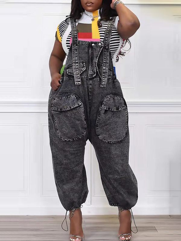 Gorgeousladie Wide-Leg Denim Overalls