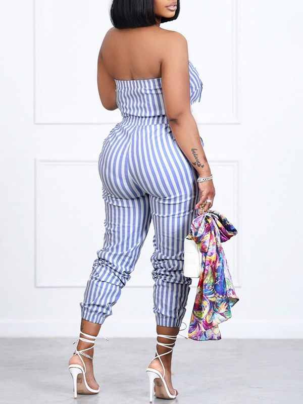 Gorgeousladie Stripe Strapless Jumpsuit