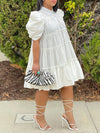 Gorgeousladie Puff-Sleeve Ruffle Dress