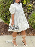 Gorgeousladie Puff-Sleeve Ruffle Dress