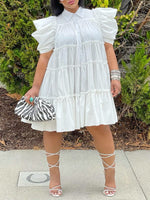 Gorgeousladie Puff-Sleeve Ruffle Dress