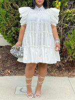 Gorgeousladie Puff-Sleeve Ruffle Dress