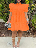Gorgeousladie Puff-Sleeve Ruffle Dress