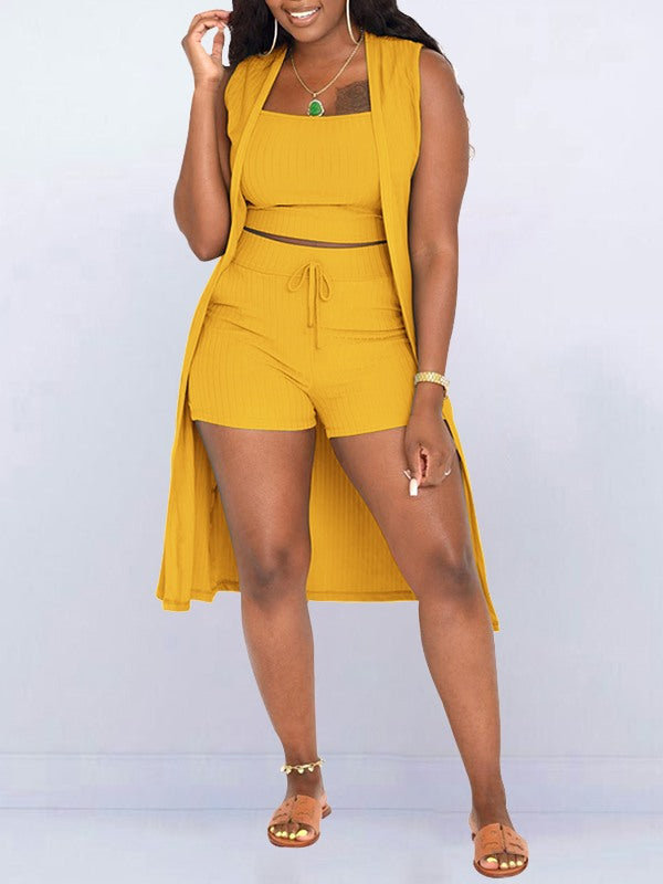 Gorgeousladie Solid Ribbed 3PC Set
