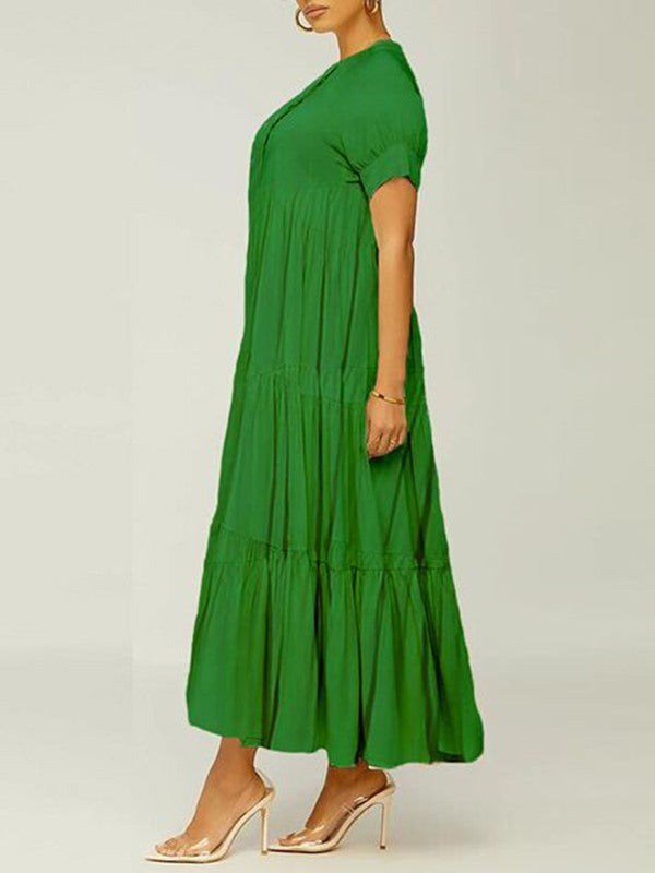 Gorgeousladie Solid Ruffle Dress