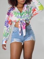 Gorgeousladie Graffiti Side-Slit Shirt