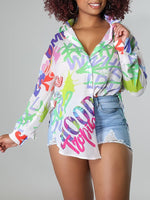 Gorgeousladie Graffiti Side-Slit Shirt