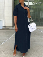 Gorgeousladie Short-Sleeve Slit Shirt Dress