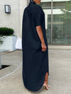 Gorgeousladie Short-Sleeve Slit Shirt Dress
