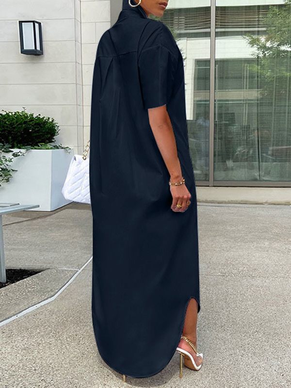 Gorgeousladie Short-Sleeve Slit Shirt Dress