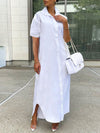 Gorgeousladie Short-Sleeve Slit Shirt Dress