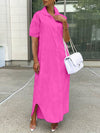 Gorgeousladie Short-Sleeve Slit Shirt Dress