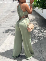 Gorgeousladie Lace-Up Wide-Leg Jumpsuit