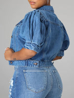 Gorgeousladie Puff Sleeve Denim Jacket