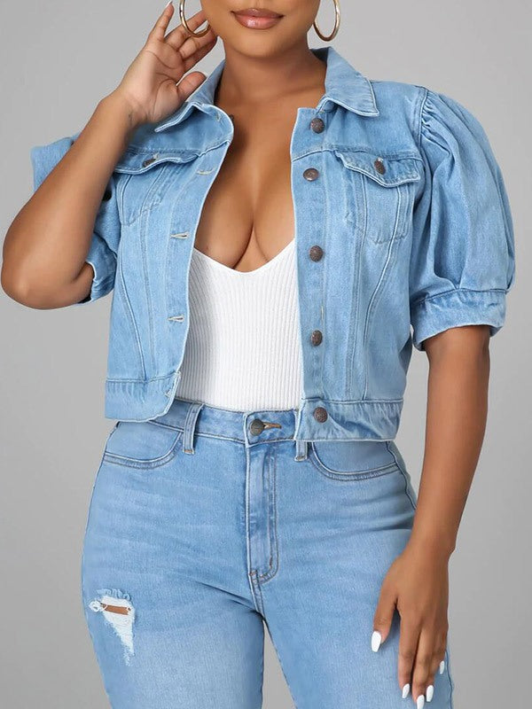 Gorgeousladie Puff Sleeve Denim Jacket