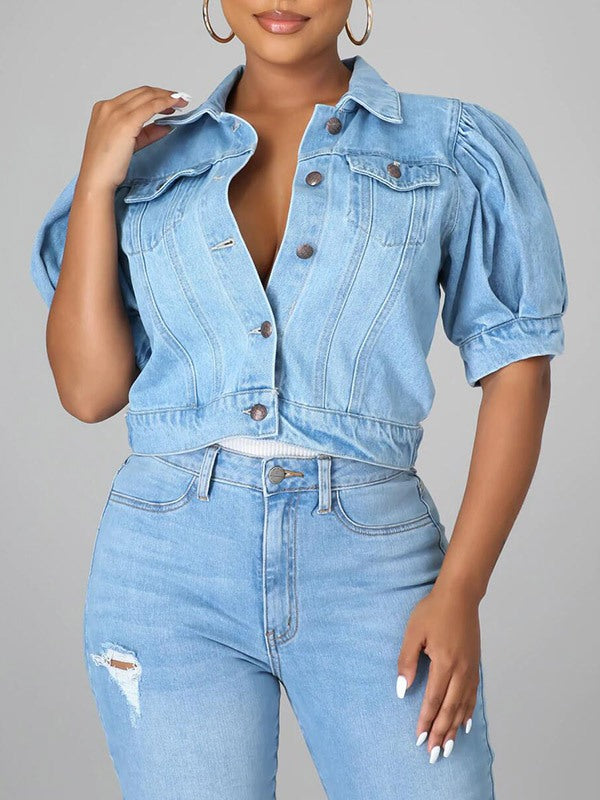 Gorgeousladie Puff Sleeve Denim Jacket