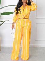 Gorgeousladie Stripe Shirt & Pants Set