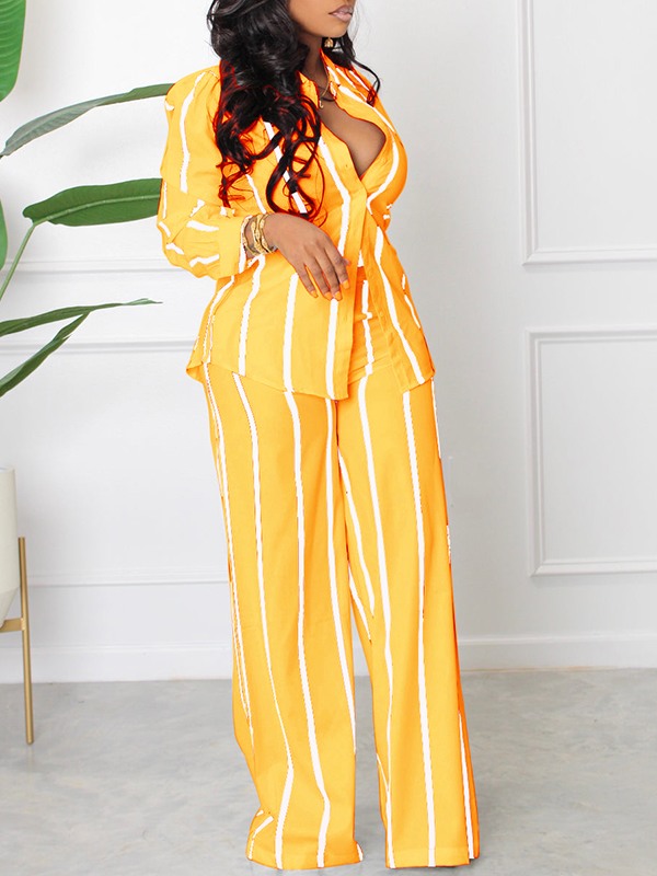 Gorgeousladie Stripe Shirt & Pants Set