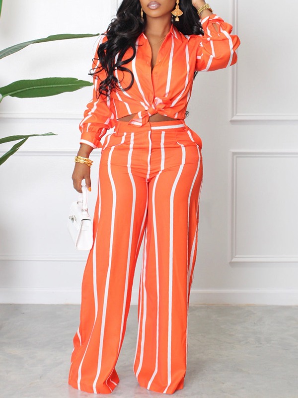 Gorgeousladie Stripe Shirt & Pants Set
