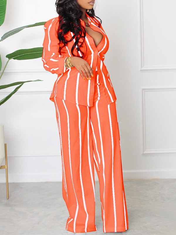 Gorgeousladie Stripe Shirt & Pants Set