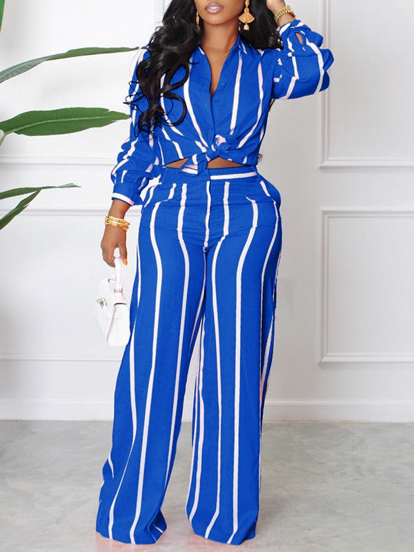 Gorgeousladie Stripe Shirt & Pants Set