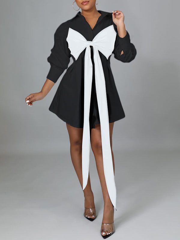 Gorgeousladie Plus Size Two-Tone Tied Shirt Dress