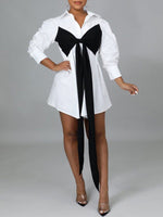 Gorgeousladie Plus Size Two-Tone Tied Shirt Dress