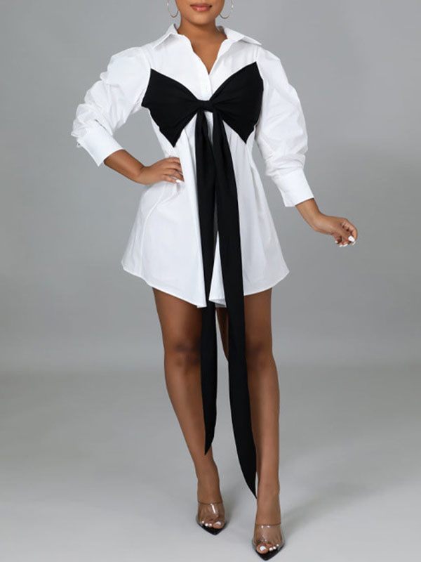 Gorgeousladie Plus Size Two-Tone Tied Shirt Dress
