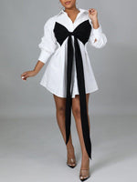 Gorgeousladie Plus Size Two-Tone Tied Shirt Dress