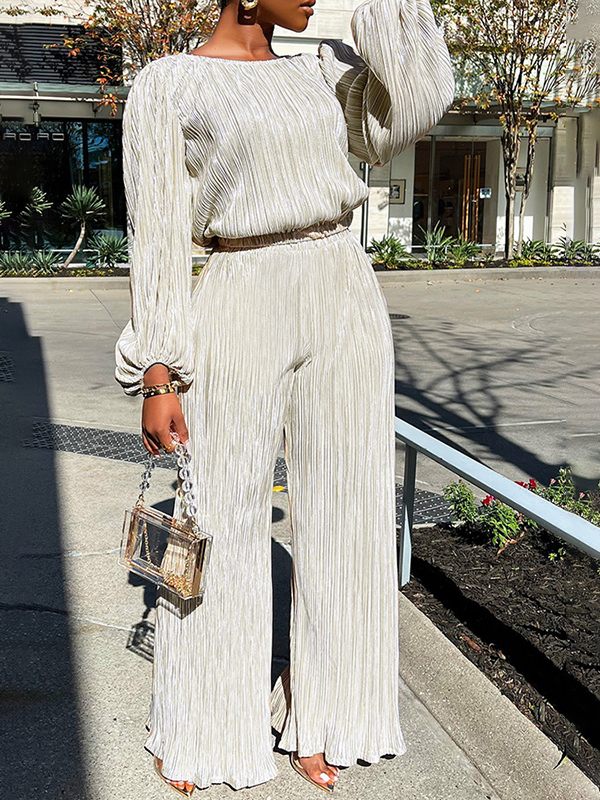 Gorgeousladie Solid Ribbed Top & Pants Set