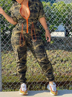 Gorgeousladie Camo Zip-Front Jumpsuit