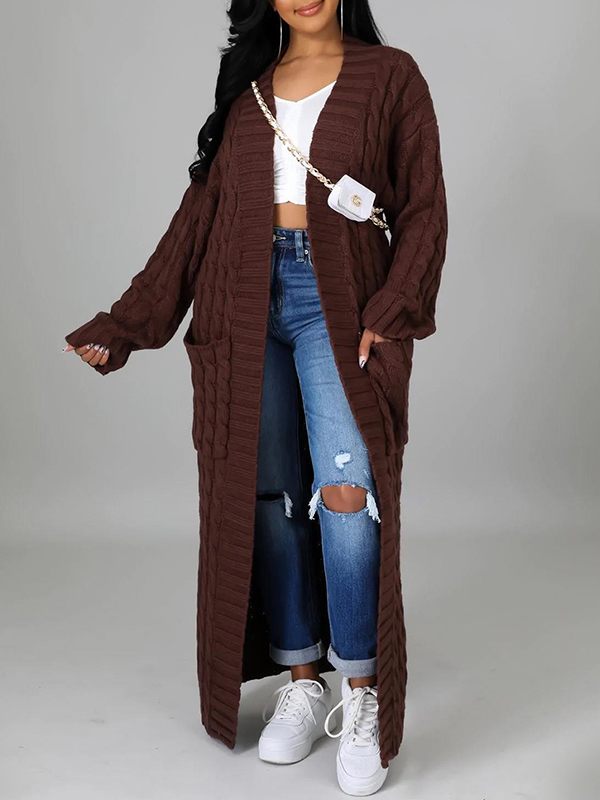 Gorgeousladie Open-Front Cardigan with Pockets