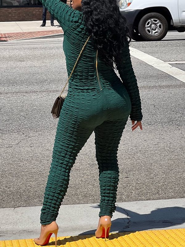 Gorgeousladie Solid Textured Jumpsuit