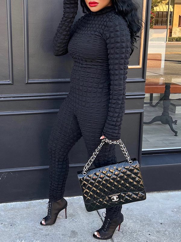 Gorgeousladie Solid Textured Jumpsuit