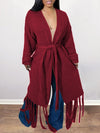 Gorgeousladie Tied Fringe Cardigan