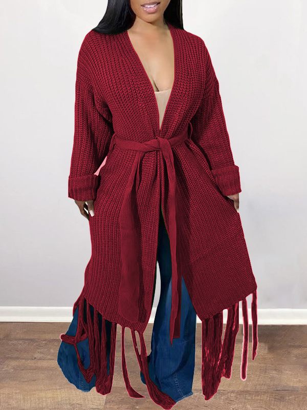 Gorgeousladie Tied Fringe Cardigan