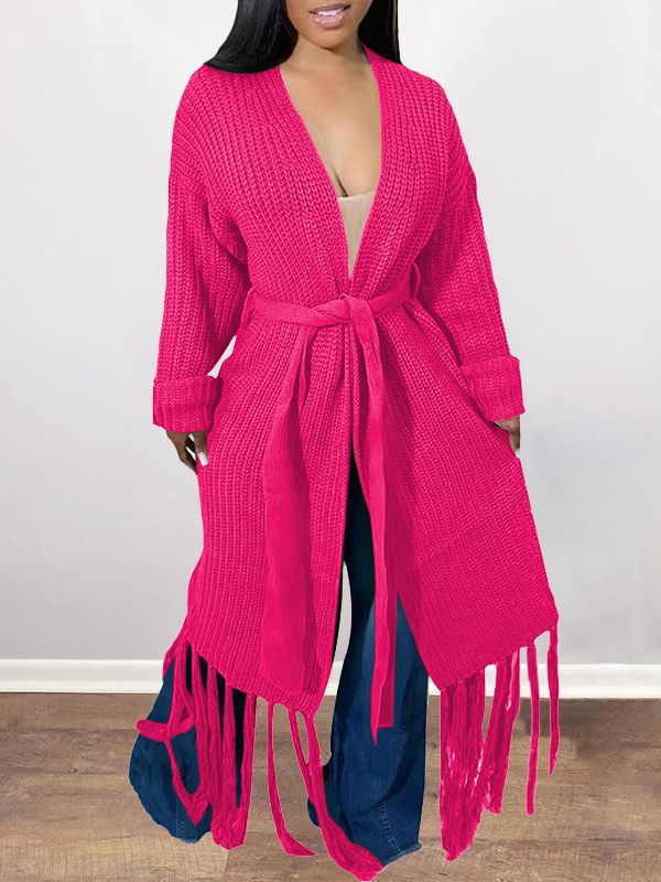 Gorgeousladie Tied Fringe Cardigan