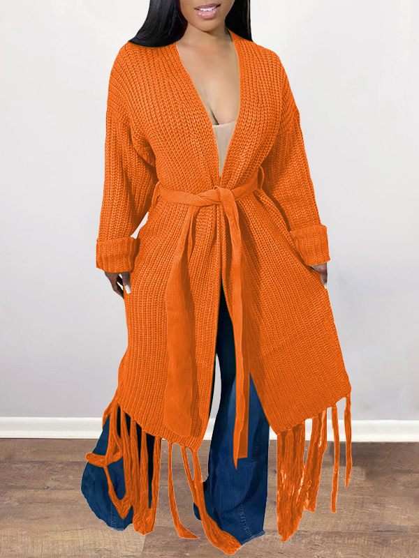 Gorgeousladie Tied Fringe Cardigan