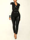 Gorgeousladie Faux Leather Combo Blazer