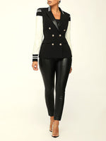 Gorgeousladie Faux Leather Combo Blazer