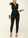 Gorgeousladie Faux Leather Combo Blazer
