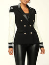 Gorgeousladie Faux Leather Combo Blazer