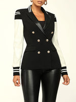 Gorgeousladie Faux Leather Combo Blazer