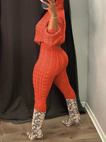 Gorgeousladie Solid Knit Hoodie & Pants Set