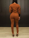 Gorgeousladie Solid Sweatshirt & Zip Pants Set