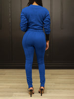 Gorgeousladie Solid Sweatshirt & Zip Pants Set